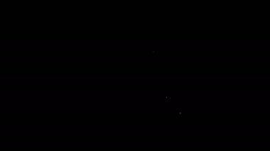 Beyaz çizgili Noel Baba şapkası simgesi siyah arka planda izole edilmiş. Mutlu Noeller ve mutlu yıllar. 4K Video hareketli grafik canlandırması