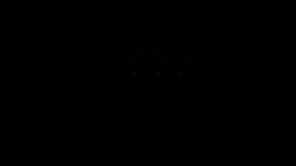 Línea blanca Icono de caja de regalo aislado sobre fondo negro. Feliz Navidad y Feliz Año Nuevo. Animación gráfica de vídeo 4K — Vídeo de stock