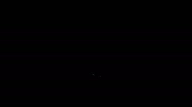Siyah zemin üzerinde ev simgesi olan beyaz çizgi haritası işaretçisi. Ev konumu belirleyici sembol. 4K Video hareketli grafik canlandırması