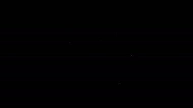 Siyah arka planda plaj ikonu olan beyaz çizgi konumu. Tropik plaj manzarası. Güneşli bir gün. 4K Video hareketli grafik canlandırması