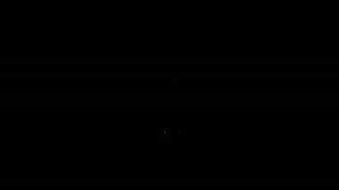 Beyaz çizgi alkol veya bira barı konumu simgesi siyah arkaplanda izole edilmiş. İçki, bar, kulüp ve barın sembolü. 4K Video hareketli grafik canlandırması