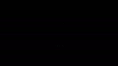 Siyah arka planda izole edilmiş kahve fincanı simgesi olan beyaz çizgi konumu. 4K Video hareketli grafik canlandırması