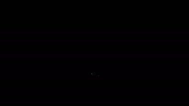 Siyah arkaplanda işaretli beyaz çizgi haritası simgesi var. Navigasyon, işaret, konum, harita, GPS, yön, yer, pusula, arama konsepti. 4K Video hareketli grafik canlandırması