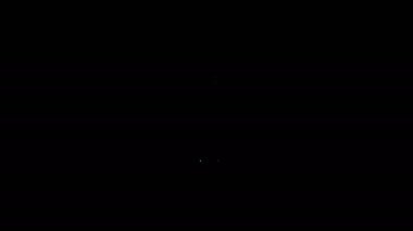 Beyaz çizgi alkol veya bira barı konumu simgesi siyah arkaplanda izole edilmiş. İçki, bar, kulüp ve barın sembolü. 4K Video hareketli grafik canlandırması