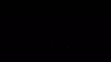 Siyah arkaplanda beyaz çizgi haritası simgesi izole edildi. Navigasyon, işaret, konum, harita, GPS, yön, yer, pusula, arama konsepti. 4K Video hareketli grafik canlandırması