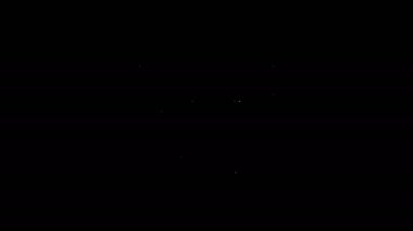 Beyaz çizgi gaz maskesi simgesi siyah arkaplanda izole edildi. Solunum cihazı işareti. 4K Video hareketli grafik canlandırması