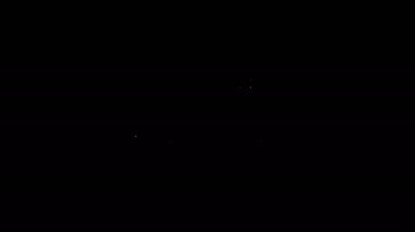 Beyaz çizgi Elektronik ölçek simgesi siyah arkaplanda izole edildi. Ağırlık ölçüm aletleri. 4K Video hareketli grafik canlandırması