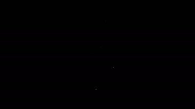 Beyaz çizgi test tüpü ve siyah arkaplanda izole edilmiş kimyasal test ikonu. Laboratuvar cam levhası. 4K Video hareketli grafik canlandırması