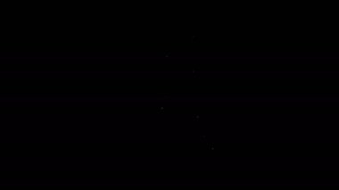 Beyaz çizgi cam tüp deney tüpü alev ısıtıcı deney ikonu siyah arka planda izole. Laboratuvar ekipmanları. 4K Video hareketli grafik canlandırması