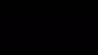 Beyaz çizgi roket gemisi simgesi siyah arkaplanda izole edildi. Uzay yolculuğu. 4K Video hareketli grafik canlandırması