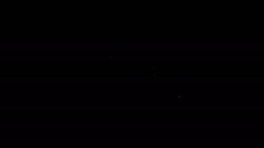 Siyah arka planda izole edilmiş kurdele ikonlu beyaz çizgi adamı şapkası. 4K Video hareketli grafik canlandırması