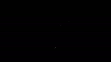 Beyaz çizgi posta pulu simgesi siyah arkaplanda izole edildi. 4K Video hareketli grafik canlandırması