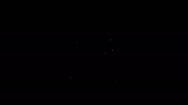 Beyaz çizgili Viking boynuzlu miğfer ikonu siyah arka planda izole edildi. 4K Video hareketli grafik canlandırması