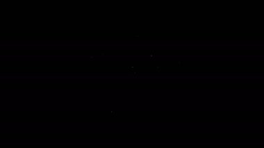 Beyaz çizgi ışın tabancası simgesi siyah arkaplanda izole edildi. Lazer silahı. Uzay silahı. 4K Video hareketli grafik canlandırması