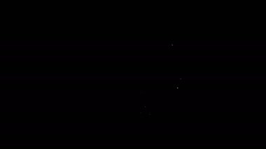 Beyaz çizgi bilgisayar ekranı simgesi siyah arkaplanda izole edildi. Elektronik cihaz. Ön manzara. 4K Video hareketli grafik canlandırması