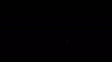 Siyah zemin üzerinde mikro devre işlemci simgesi olan beyaz çizgi Bilgisayar işlemcisi. Devre kartlı çip ya da işlemci. Mikro işlemci. 4K Video hareketli grafik canlandırması