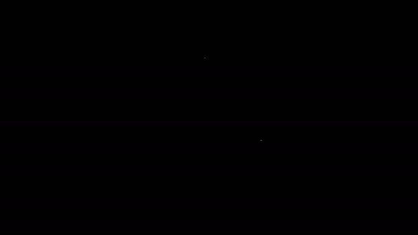 Λευκή γραμμή Χριστούγεννα μπάλα εικονίδιο απομονώνονται σε μαύρο φόντο. Καλά Χριστούγεννα και Καλή Χρονιά. 4K Γραφική κίνηση κίνησης βίντεο — Αρχείο Βίντεο
