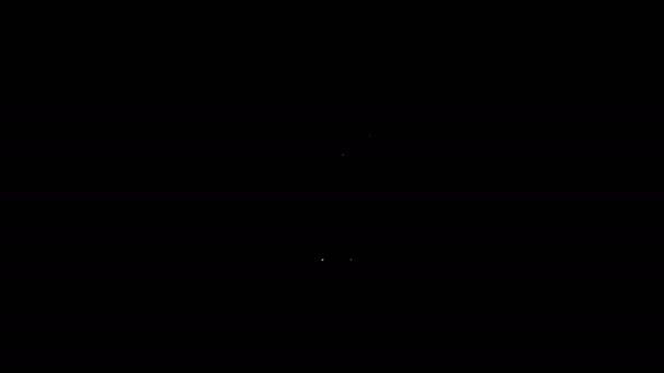 Λευκή γραμμή Αλκοόλ ή μπύρας μπαρ εικονίδιο τοποθεσία απομονώνονται σε μαύρο φόντο. Σύμβολο του ποτού, παμπ, κλαμπ, μπαρ. 4K Γραφική κίνηση κίνησης βίντεο — Αρχείο Βίντεο