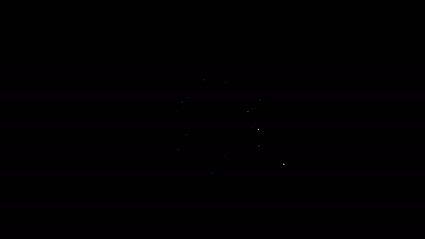 Línea blanca Fórmula química que consiste en anillos de benceno icono aislado sobre fondo negro. Animación gráfica de vídeo 4K — Vídeo de stock
