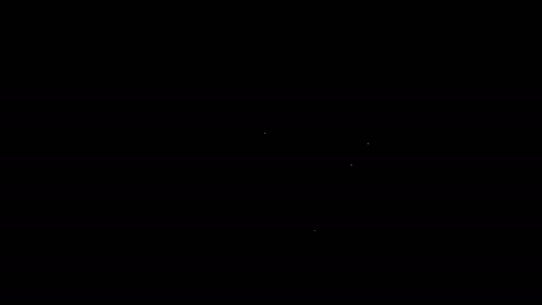 Biała linia zaprawy i ikona tłuczka izolowane na czarnym tle. 4K Animacja graficzna ruchu wideo — Wideo stockowe