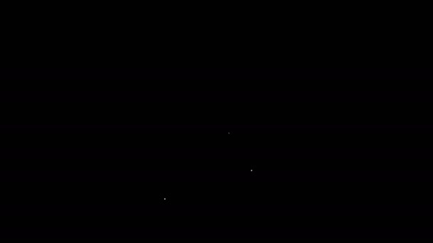 Linha branca Triângulo aviso ícone tóxico isolado no fundo preto. Animação gráfica em movimento de vídeo 4K — Vídeo de Stock