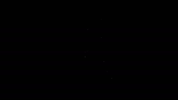 Fehér vonal Üveg kémcső lombik a tűz fűtőberendezés kísérlet ikon elszigetelt fekete alapon. Laboratóriumi felszerelés. 4K Videó mozgás grafikus animáció — Stock videók