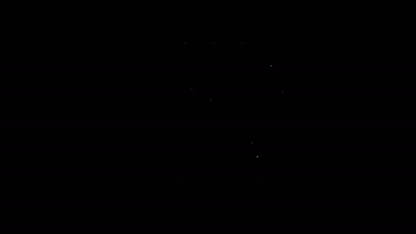Linha branca Ícone antigo do baú do tesouro isolado no fundo preto. Vintage peito de madeira com moeda de ouro. Animação gráfica em movimento de vídeo 4K — Vídeo de Stock