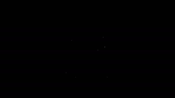 Línea blanca Vikingo en casco con cuernos icono aislado sobre fondo negro. Animación gráfica de vídeo 4K — Vídeos de Stock