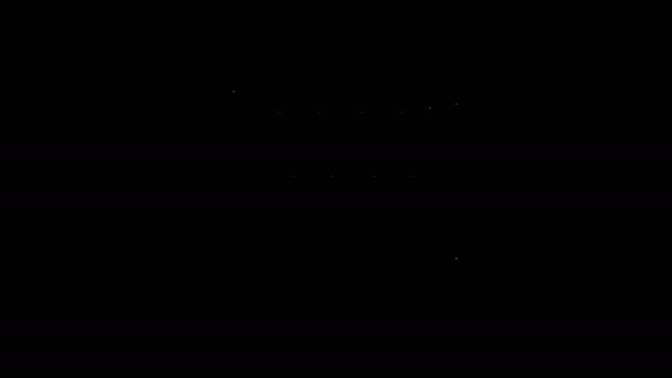 Біла лінія піктограма маятника ізольована на чорному тлі. Колиска ньютонів. 4K Відео рух графічна анімація — стокове відео