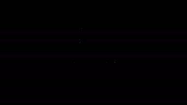 Beyaz çizgi araç kutusu simgesi siyah arkaplanda izole edildi. Alet kutusu tabelası. 4K Video hareketli grafik canlandırması