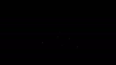 Beyaz çizgi dizüstü bilgisayar zaman simgesi siyah arkaplanda izole edildi. Boş ekran işaretli bilgisayar defteri. 4K Video hareketli grafik canlandırması