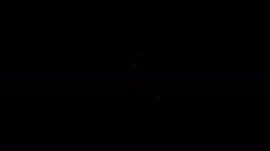 Beyaz çizgi çalışma zamanı simgesi siyah arkaplanda izole edildi. Ofis çalışanı. Çalışma saatleri. İş çantası. 4K Video hareketli grafik canlandırması