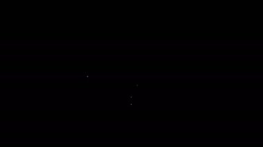 Siyah arkaplanda ok simgesi olan beyaz çizgi saati. Zaman sembolü. Saat yönünde döndürme simgesi ok ve zaman. 4K Video hareketli grafik canlandırması