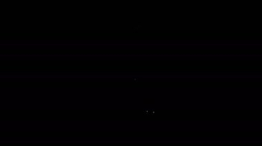 Beyaz çizgi alarm saati uygulaması akıllı telefon arayüzü simgesi siyah arkaplanda izole edildi. 4K Video hareketli grafik canlandırması