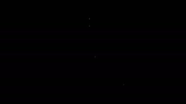 Siyah zemin üzerinde saat simgesi olan beyaz çizgi büyüteç. Saat araması. 4K Video hareketli grafik canlandırması