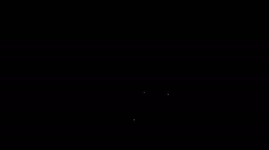 Siyah arkaplanda beyaz çizgi saat simgesi izole edildi. Zaman sembolü. 4K Video hareketli grafik canlandırması