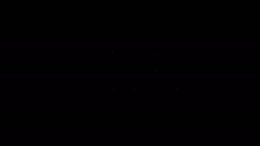 Beyaz çizgi bisiklet simgesi siyah arkaplanda izole edildi. Bisiklet yarışı. Olağanüstü bir spor. Spor malzemeleri. 4K Video hareketli grafik canlandırması