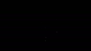 Beyaz çizgili bisiklet tekeri simgesi siyah arkaplanda izole edilmiş. Bisiklet yarışı. Olağanüstü bir spor. Spor malzemeleri. 4K Video hareketli grafik canlandırması