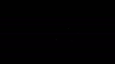 Beyaz çizgi triatlon bisiklet ayakkabısı ikonu siyah arka planda izole edilmiş. Spor ayakkabılar, bisiklet ayakkabıları. 4K Video hareketli grafik canlandırması