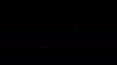 Beyaz çizgi bisiklet lastiği delinmiş ikon siyah arka planda izole edilmiş. Bisiklet yarışı. Tekerlek havası. Spor malzemeleri. 4K Video hareketli grafik canlandırması