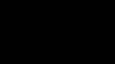 Beyaz çizgi Eylem uç kamera simgesi siyah arkaplanda izole edildi. Ekstrem sporları çekmek için video kamera ekipmanı. 4K Video hareketli grafik canlandırması