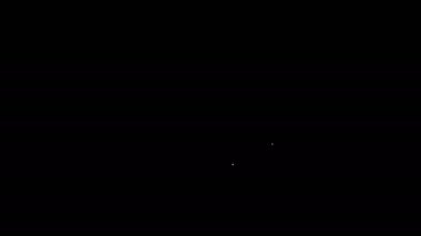 Beyaz çizgi spor bisiklet süren güneş gözlüğü simgesi siyah arkaplanda izole edildi. Spor gözlüğü ikonu. 4K Video hareketli grafik canlandırması