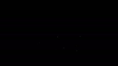 Siyah arkaplanda beyaz çizgi eldivenleri simgesi izole edildi. Olağanüstü bir spor. Spor malzemeleri. 4K Video hareketli grafik canlandırması