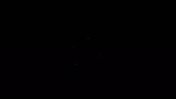 Bílá čára Bezpečnostní helma pracovníka ikona izolované na černém pozadí. Grafická animace pohybu videa 4K — Stock video