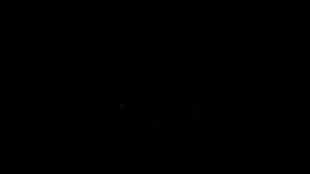 Línea blanca Timbre icono de campana aislado sobre fondo negro. Símbolo de alarma, campana de servicio, señal de timbre, símbolo de notificación. Animación gráfica de vídeo 4K — Vídeo de stock