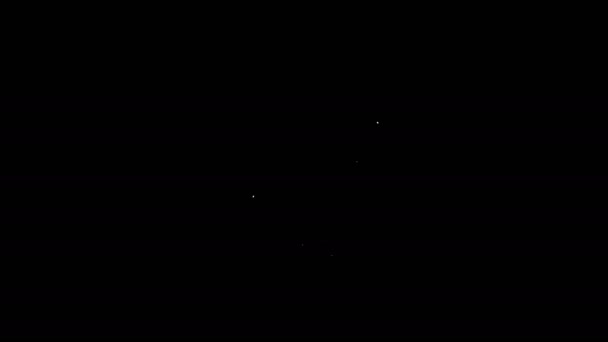 Weiße Linie Fahrradhelm-Symbol isoliert auf schwarzem Hintergrund. Extremsport. Sportgeräte. 4K Video Motion Grafik Animation — Stockvideo
