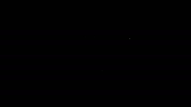 Bílá čára Kolo řídítka ikona izolované na černém pozadí. Grafická animace pohybu videa 4K — Stock video
