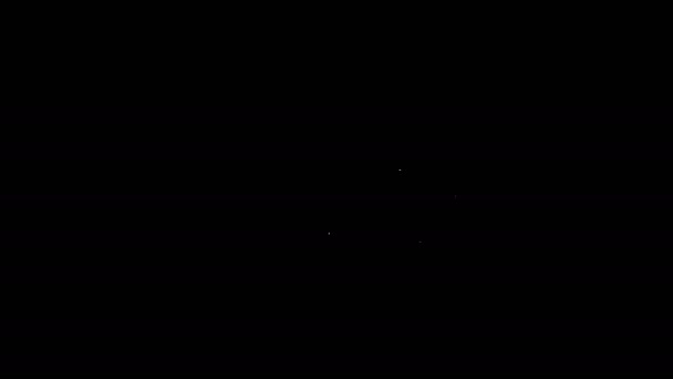 Linea bianca Triathlon ciclismo scarpe icona isolata su sfondo nero. Scarpe sportive, scarpe da bicicletta. Animazione grafica 4K Video motion — Video Stock