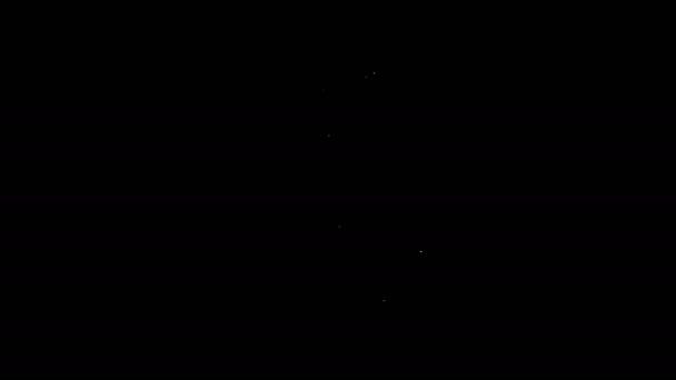 Bílá čára Bicycle vzduchové čerpadlo ikona izolované na černém pozadí. Grafická animace pohybu videa 4K — Stock video