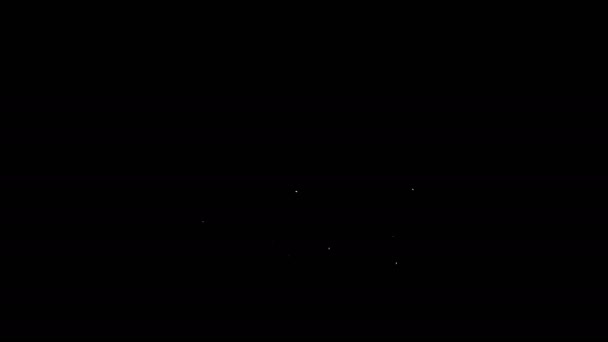 Linha branca Luvas ícone isolado no fundo preto. Desporto extremo. Equipamento desportivo. Animação gráfica em movimento de vídeo 4K — Vídeo de Stock